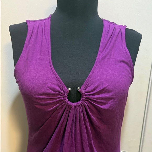 White House Black Market Purple Gathered Tank Top - Picture 3 of 5